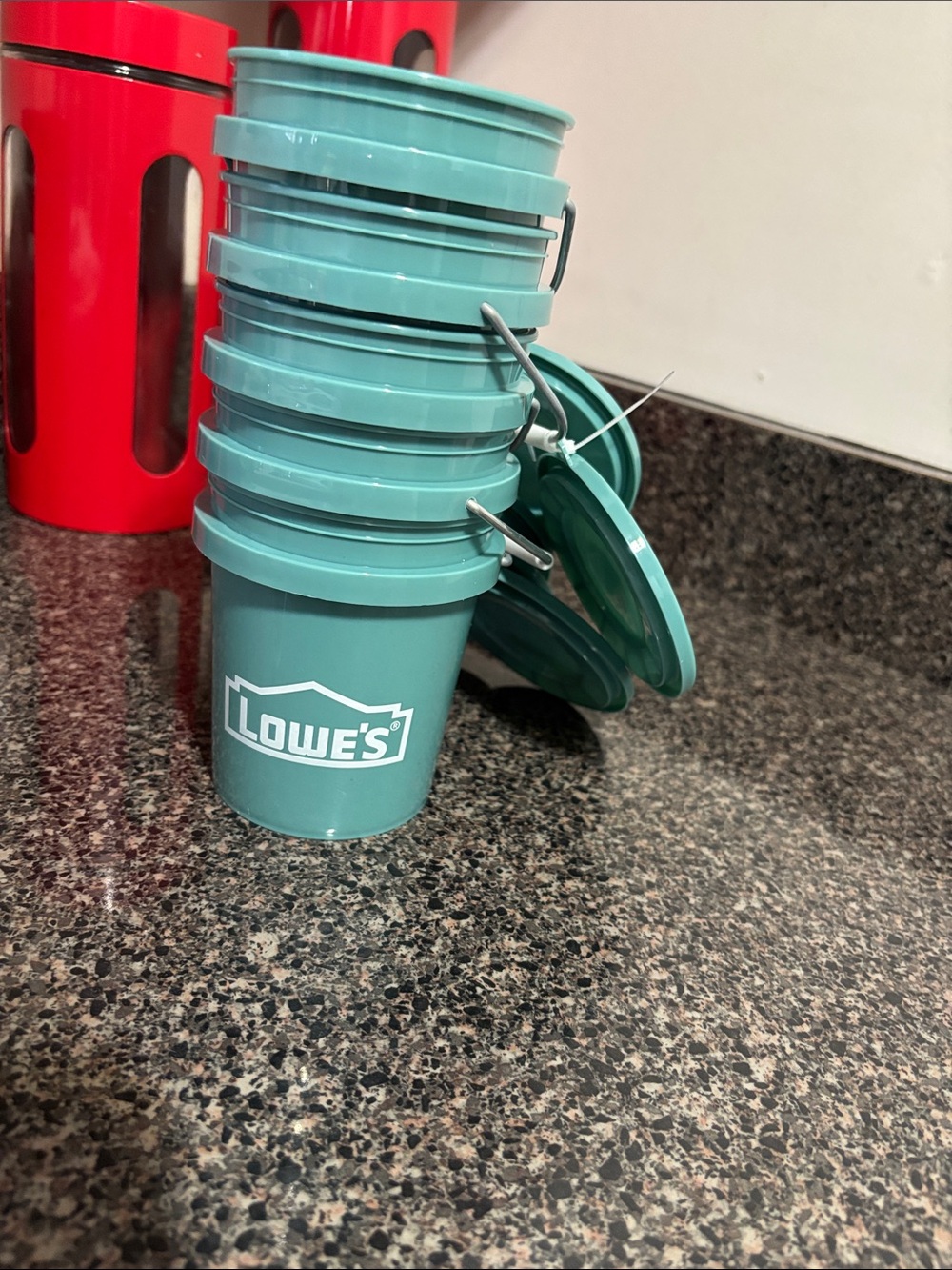 Teal Metal Planter Buckets - Set of 5 Mini Buckets.